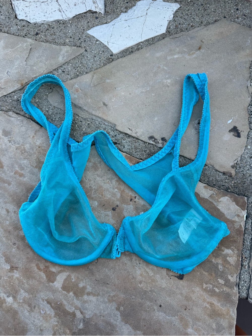 90s victoria secret 1997 Sheer Unlined Bra in Turquoise